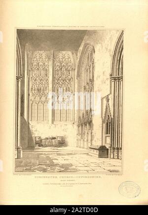 Dorchester Church, Oxfordshire, east window, Window of Dorchester Abbey Church in Dorchester on Thames, Oxfordshire, signed: Drawn by G. Cattermole; Etch'd by J. Le Keux; Published by Longman & Co, Fig. 63, after p. 260, Cattermole, George (drawing); Keux, John Le (etching); Longman & Co. (published), 1821, John Britton: The architectural antiquities of Great Britain: represented and illustrated in a series of views, elevations, plans, sections and details of various ancient English edifices: with historical and descriptive accounts of each. Bd. 5. London: J. Taylor, 1807-1826 Stock Photo