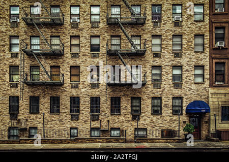 New York City, USA, May 2019, residential building in the 9th Street in Hell's Kitchen, Manhattan Stock Photo