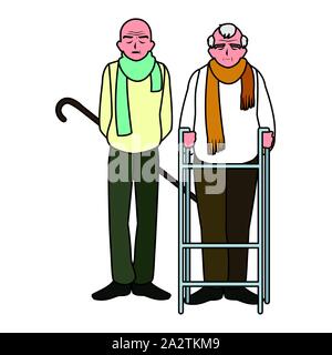 Grandfathers cartoons design, Old person grandparents man avatar senior and adult theme Vector illustration Stock Vector