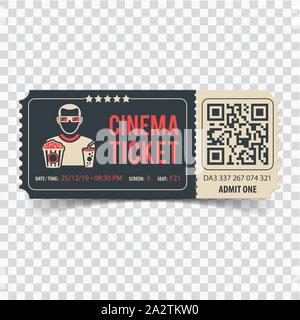 Cinema Ticket with QR Code Stock Vector