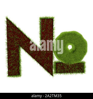 Number sign made of green grass isolated on white background - 3D illustration of symbols. Stock Photo