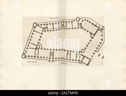 Sainct Germain. The plan of the bastion, Ground plan of Chateau-Neuf de Saint-Germain-en-Laye (France), Signed: FD; Imp. Lemercier; A. Levy, Fig. 37, T. 1. 36., Cerceau, Jacques Androuet du (del.); Faure-Dujarric, Pierre-Lucien (sc.); Imprimerie Lemercier (imp.); Levy, A. (ed.), 1868, Jacques Androuet du Cerceau; Hippolyte A. Destailleur: Les plus excellents bastiments de France. Paris: A. Lévy, Libraire-Editeur, M DCCC LXVIII - M DCCC LXX. [1868-1870 Stock Photo