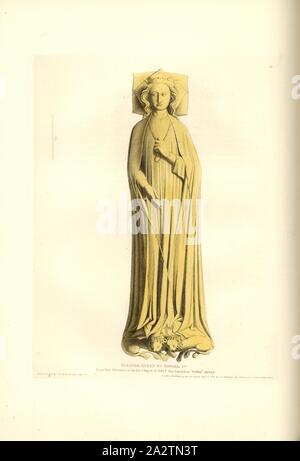 Eleanor, Queen of Edward 1. from her Monument in the Chapel of Edw. the Confessor Westm. Abbey, Tomb of Eleanor of Castile at Westminster Abbey, signed: Drawn & Etched by C.A. Stothard Jun, Published by C.A. Stothard, Fig. 36, 33, after p. 30, Stothard, Charles Alfred Jun. (drawn, etched and publ.), Charles Alfred Stothard, Alfred John Kempe: The monumental effigies of Great Britain: selected from our cathedrals and churches, for the purpose of bringing together, and preserving correct representations of the best historical illustrations extant, from the Norman conquest to the reign of Henry Stock Photo