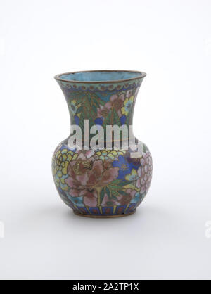 vase in box, cloisonné enamel, H: 3 in., Asian Art Stock Photo