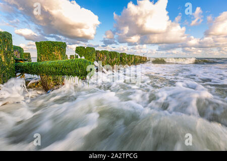 The beach near the dutch villages Westkapelle and Domburg on a warm summer morning. Stock Photo