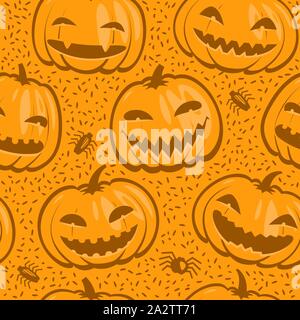 Halloween seamless background. Decorative pattern, pumpkins vector illustration Stock Vector