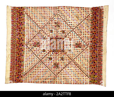 carrying cloth (mendil), late 1700s, cotton embroidered with silk, 50 x 40 in., Textile and Fashion Arts Stock Photo