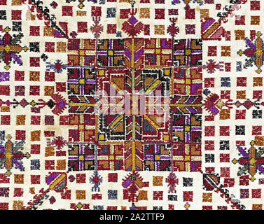 carrying cloth (mendil), late 1700s, cotton embroidered with silk, 50 x 40 in., Textile and Fashion Arts Stock Photo