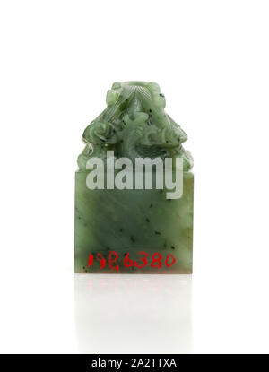 Studio Seal, Qing dynasty, Qing dynasty, 1700s, green nephrite, No measurement details., Asian Art Stock Photo