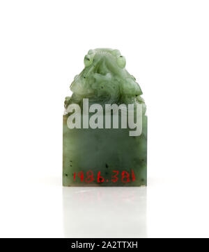 Studio Seal, Qing dynasty, Qing dynasty, 1700s, green nephrite, No measurement details., Asian Art Stock Photo