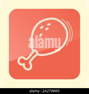 Roasted Chicken thigh outline icon. Harvest. Thanksgiving vector illustration, eps 10 Stock Vector