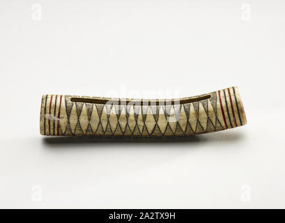 elkhorn purse, Hupa people, Yurok people, Karok people, 1870-1900, elk antler, red and black pigment, 2-1/2 x 10 x 2 in., Native Arts of the Americas Stock Photo