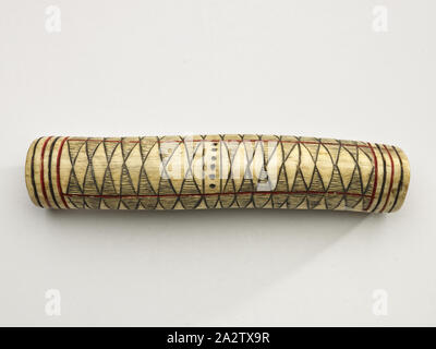 elkhorn purse, Hupa people, Yurok people, Karok people, 1870-1900, elk antler, red and black pigment, 2-1/2 x 10 x 2 in., Native Arts of the Americas Stock Photo