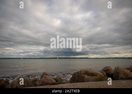 the bay of Travemünde in cloudy autumn weather Stock Photo