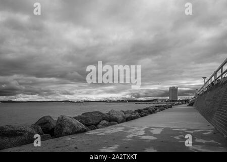 the bay of Travemünde in cloudy autumn weather Stock Photo