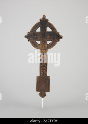 hand-held processional Christian cross, Amhara people, mid-18th century - 19th century, wood, 11-1/16 x 5-1/8 x 3/4 in., African Art Stock Photo