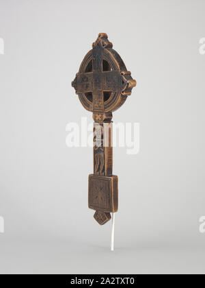 hand-held processional Christian cross, Amhara people, mid-18th century - 19th century, wood, 11-1/16 x 5-1/8 x 3/4 in., African Art Stock Photo