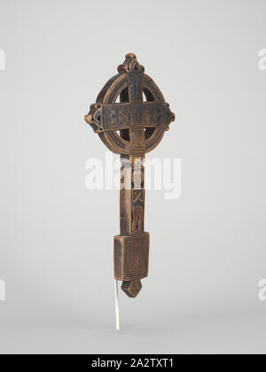 hand-held processional Christian cross, Amhara people, mid-18th century - 19th century, wood, 11-1/16 x 5-1/8 x 3/4 in., African Art Stock Photo