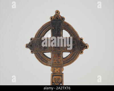 hand-held processional Christian cross, Amhara people, mid-18th century - 19th century, wood, 11-1/16 x 5-1/8 x 3/4 in., African Art Stock Photo