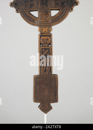 hand-held processional Christian cross, Amhara people, mid-18th century - 19th century, wood, 11-1/16 x 5-1/8 x 3/4 in., African Art Stock Photo