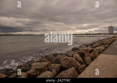the bay of Travemünde in cloudy autumn weather Stock Photo