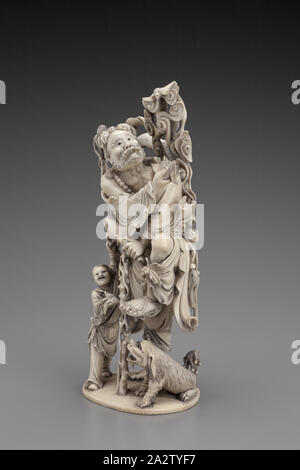 Figural Group, ivory, 10 in., Asian Art Stock Photo
