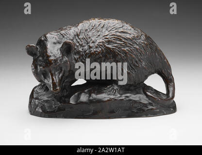 Up de Gum Tree, Edward Kemeys (American, 1843-1907), American Bronze Foundry Co., Foundry (American), 1843-1907, bronze, 7 x 11 x 6-1/2 in., Signed, front side, base beneath opossum: Edward Kemeys, [cross motif] 934 [numbered on patina], [animal head], Inscribed, back side, near bottom of base: Cast by American Bronze Foundry Co. Chicago, American Painting and Sculpture to 1945 Stock Photo