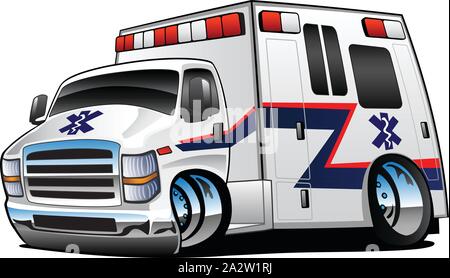 Paramedic EMT Ambulance Rescue Truck Cartoon Isolated Vector Illustration Stock Vector