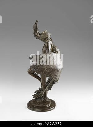 Young Faun with Heron, Frederick William MacMonnies (American, 1863-1937), E. Gruet Jeune, Foundry (French), 1889-1890, bronze, 26-3/4 x 14-1/2 x 9-3/4 in., Signed, inscribed, and dated, top of base, right, next to figure's left foot: Fréderick MacMonnies, Copyright 1894 Paris 1890. Foundry mark, top of base, back, behind rock: E. GRUET, JEUNE, FONDEUR, 44 bis AVENUE DE CHATILLON • PARIS •, American Painting and Sculpture to 1945 Stock Photo