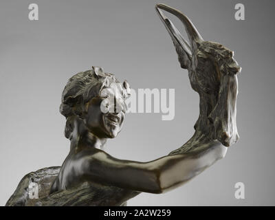 Young Faun with Heron, Frederick William MacMonnies (American, 1863-1937), E. Gruet Jeune, Foundry (French), 1889-1890, bronze, 26-3/4 x 14-1/2 x 9-3/4 in., Signed, inscribed, and dated, top of base, right, next to figure's left foot: Fréderick MacMonnies, Copyright 1894 Paris 1890. Foundry mark, top of base, back, behind rock: E. GRUET, JEUNE, FONDEUR, 44 bis AVENUE DE CHATILLON • PARIS •, American Painting and Sculpture to 1945 Stock Photo