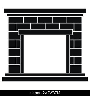 Black brick fireplace icon vector illustration isolated on white background. Stock Vector