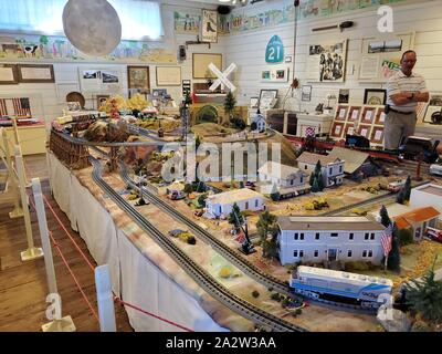 Large model train set at the Museum of the San Ramon Valley, a local history museum in Danville, California, August 14, 2019. () Stock Photo