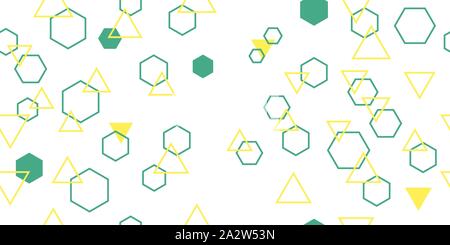 Seamless pattern from different poligons. Triangles and hexagons. Vector illustration. Isolated elements on a white background. Stock Vector