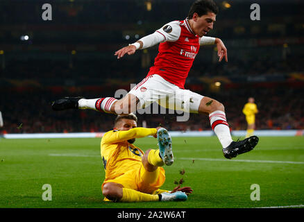 London, UK. 03rd Oct, 2019. LONDON, United Kingdom, OCTOBER 03 Hector Bellerin of Arsenal during Europa League Group F between Arsenal and Standard Liege at Emirates stadium, London, England on 03 October 2019. Credit: Action Foto Sport/Alamy Live News Stock Photo