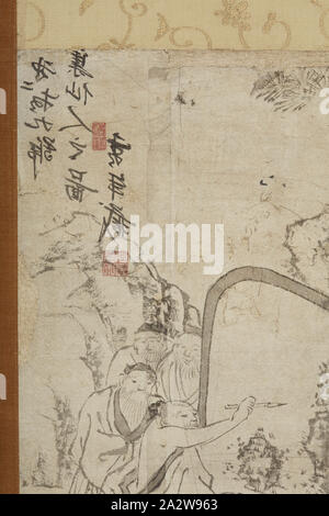 untitled sketch of 100 Old Men, Unknown, Edo, 1700s, ink on paper, 77-1/4 x 25-3/4 in. (overall), Japanese, Asian Art Stock Photo