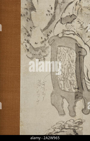 untitled sketch of 100 Old Men, Unknown, Edo, 1700s, ink on paper, 77-1/4 x 25-3/4 in. (overall), Japanese, Asian Art Stock Photo