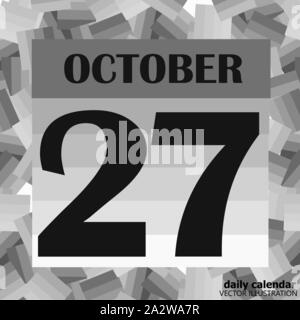 October 27 icon. For planning important day. Banner for holidays and special days. Vector illustration in black and white colors. Stock Vector