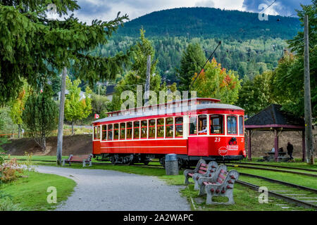 Nelson Electric Tramway Society Museum, Lake Side Park, Nelson, British Columbia, Canada Stock Photo