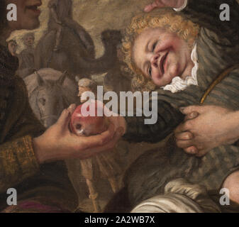 Jacob Seeking the Forgiveness of Esau, Jan Victors (Dutch, 1619-1676), 1652, oil on canvas, 70-1/4 x 81-1/2 in. (canvas) approximately 82 x 92 x 5 in. (framed), Signed and dated, inscription incorporated into imagery as black text on white paper at lower left: J. Victors, 1652, European Painting and Sculpture Before 1800 Stock Photo