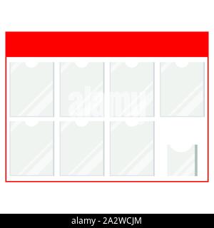 Plastic customer information board template with document holders for shopes advertising isolated on white background. Stock Vector