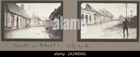 Photograph - 'Albert', France, Sergeant John Lord, World War I, 1916, Black and white photographic print which shows the partially destroyed streets of Albert.The small French town of Albert was used by the Allied forces during 1916 as the major control centre for the planning of the Battle of the Somme. The headquarters of the Australian divisions were also temporarily based at Albert due to the heavy fighting that was taking place close by at Pozieres Stock Photo