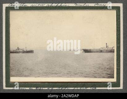 Photograph - Hospital Ships, Suvla Bay, Gallipoli, Turkey, Trooper George Simpson Millar, World War I, 1915, Photograph in an album that belonged to an Australian serviceman in the 5th Australian Light House during World War I. The album contains 103 small black and white photographs, mainly of Gallipoli in 1915 and some of France and Belgium. They are believed to have been taken by Trooper George Simpson Millar, service no. 160, 'A' Troop, 'C' Squadron, 5th Australian Light Horse Regiment Stock Photo