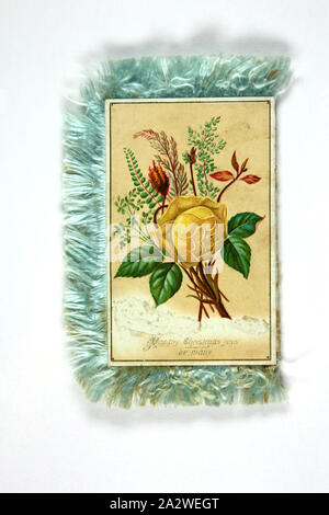 Christmas Card - 'May Thy Christmas Joys be Many', Fringed, circa 1910-1915, Fringed Christmas card with coloured pictures of roses and Christmas wishes. The card is part of a collection of material associated with the Nairn and Jackson and families. It includes extensive material relating to the life and service of William Nairn, who was killed in France in July 1918, late in World War I Stock Photo