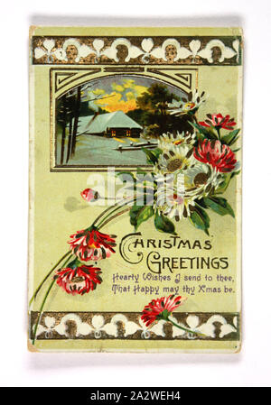 Christmas Card - William Nairn to Family, circa 1907-1915, Postcard with Christmas card design on front, written by William Nairn to his family, some time between 1907 and 1915. William Nairn later served in World War I and was killed in the trenches of France in July 1918 Stock Photo