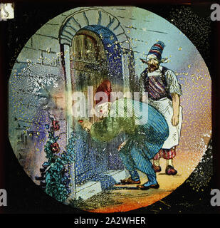 Lantern Slide - Ali Baba & the Forty Thieves, No. 9, 1900-1920, Alternative Name(s); Children's Slide; Magic Lantern Slide Slide number 9 from a set of 12 lantern slides depicting the story of Ali Baba & the Forty Thieves. Part of the Francis Collection of pre-cinematic apparatus and ephemera the Australian and Victorian Governments in 1975 Stock Photo