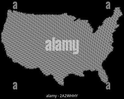 Grey simplified map of USA, United States of America. Retro style ...