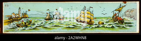 Lantern Slide - Miniature Panorama Format, Ernst Plank, Ships & Row Boats at Sea, 1866-1920, Alternative Name(s): Children's Slide; Panorama Maic Lantern Slide This lantern slide series is part of the Francis Collection of pre-cinematic apparatus and ephemera the Australian and Victorian Governments in 1975. co-founder of the Museum of the Moving Image Stock Photo