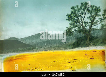 Lantern Slide - Sealers Cove, Wilsons Promontory, Victoria, Date Unknown, Colour image of the beach at Sealers Cove, Wilsons Promontory, photographed by A.G. Campbell, son of A.J. Campbell. This is one of many glass lantern slides that form the A.J. Campbell Collection held by Museums Victoria Stock Photo