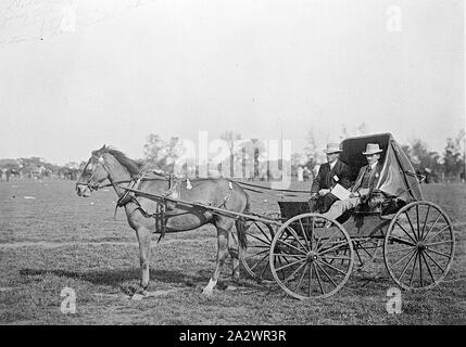 Negative - Rainbow, Victoria, circa 1910, Two men in a horse and carriage at the Rainbow Show Stock Photo