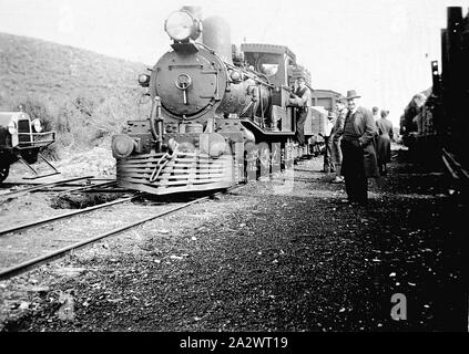 Negative - Steam Locomotive, Tasmania, circa 1925, A 3 foot, 6 inch gauge line on the west coast of Tasmania. Tasmanian Government Railways C class locomotive